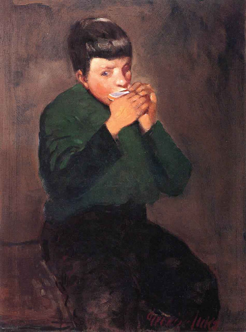 The Harmonica Player By George Benjamin Luks