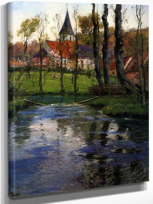 The Old Church By The River By Fritz Thaulow