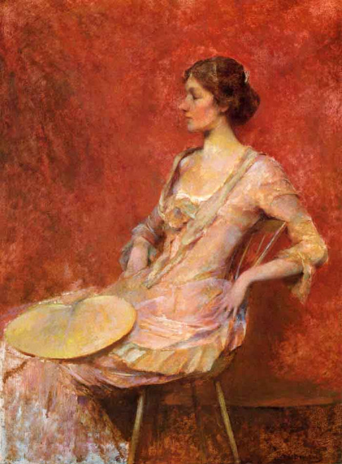 The Palm Leaf Fan By Thomas Wilmer Dewing By Thomas Wilmer Dewing