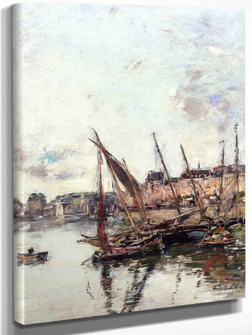 The Port Of Trouville, Low Tide 1 By Eugene Louis Boudin
