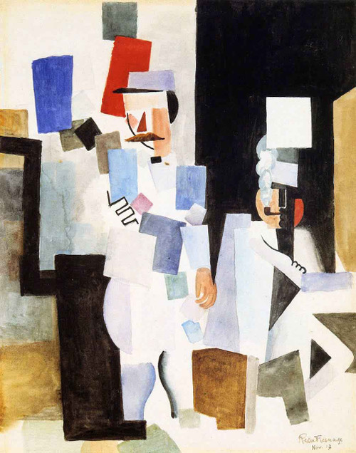 The Postman In A Shelter With A Friend By Roger De La Fresnaye