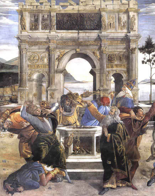 The Punishment Of Korah And The Stoning Of Moses And Aaron  By Sandro Botticelli