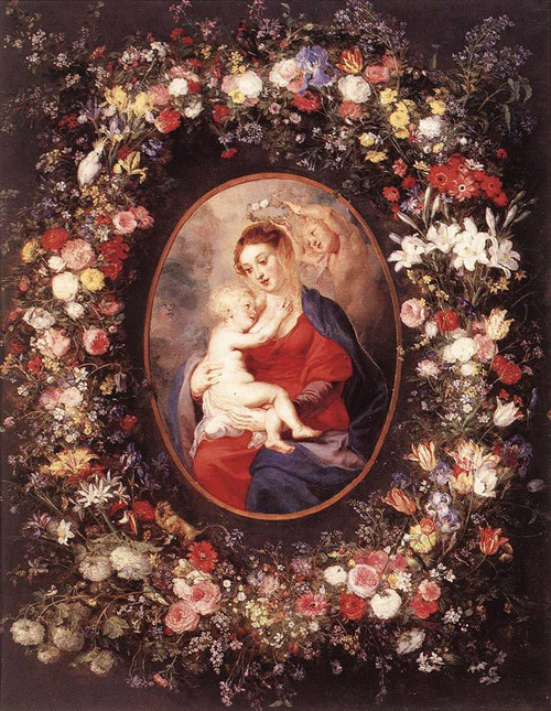 The Virgin And Child In A Garland Of Flower By Peter Paul Rubens