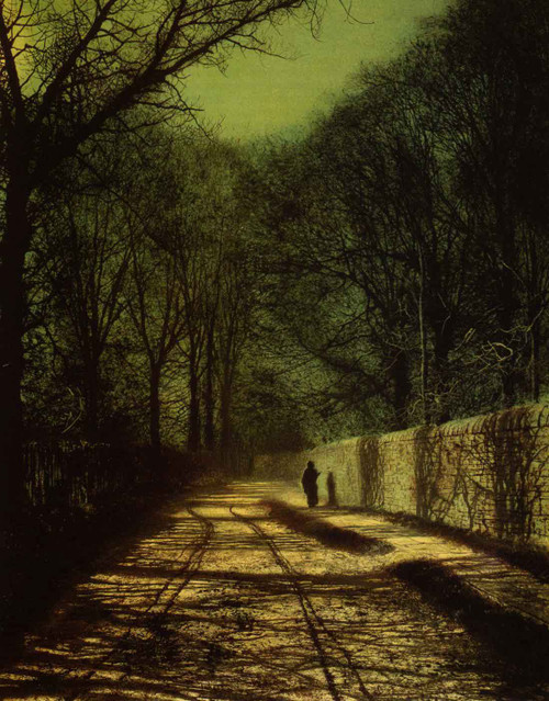 Tree Shadows On The Park Wall, Roundhay Park, Leeds By John Atkinson Grimshaw  By John Atkinson Grimshaw