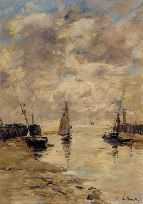 Trouville, The Jettys, Low Tide 1 By Eugene Louis Boudin