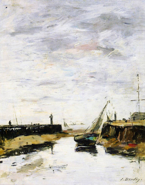 Trouville, The Jettys At Low Tide By Eugene Louis Boudin