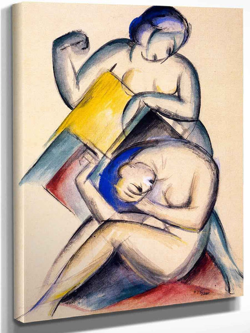 Two Nude Women By Franz Marc By Franz Marc