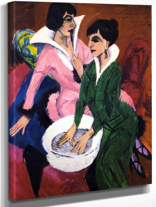 Two Women With A Washbasin1 By Ernst Ludwig Kirchner By Ernst Ludwig Kirchner