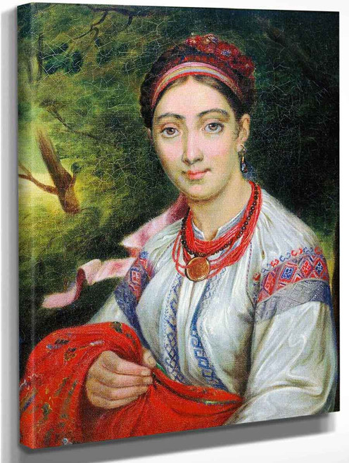 Ukrainian Girl In A Landscape By Vasily Tropinin
