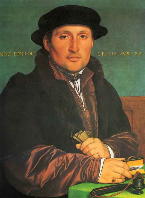 Unknown Young Man At His Office Desk By Hans Holbein The Younger  By Hans Holbein The Younger