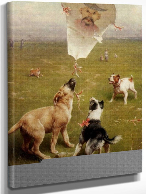 Up And Away Dogs Chasing The Kite By Carl Reichert