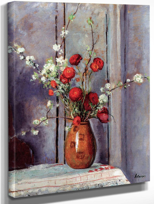 Vase Of Flowers, Poppies And Apple Blossoms By Henri Lebasque By Henri Lebasque