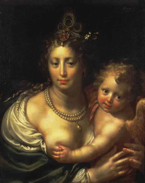 Venus And Cupid By Paulus Moreelse