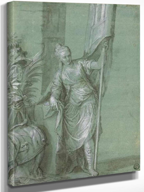 Victory Standing And Holding A Banner By Paolo Veronese