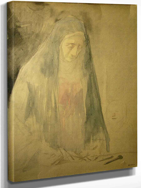 Vierge De La Passion Avec Un Ange By Jean Louis Forain  By Jean Louis Forain