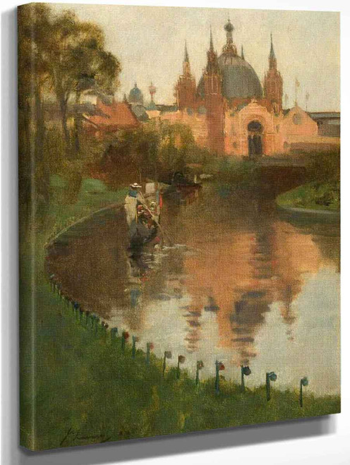 View From The Canal Of The Industrial Hall, Kelvingrove, At The First International Exhibition By Constantin Alexeevich Korovin