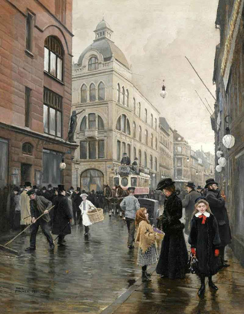 View Of Stroget, Copenhagen By Paul Gustave Fischer By Paul Gustave Fischer