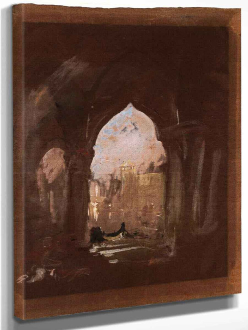 View Through Medieval Arches On To A Moonlit Canal By Joseph Mallord William Turner