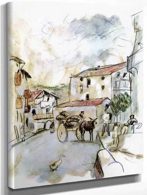 Village Scene By Jules Pascin