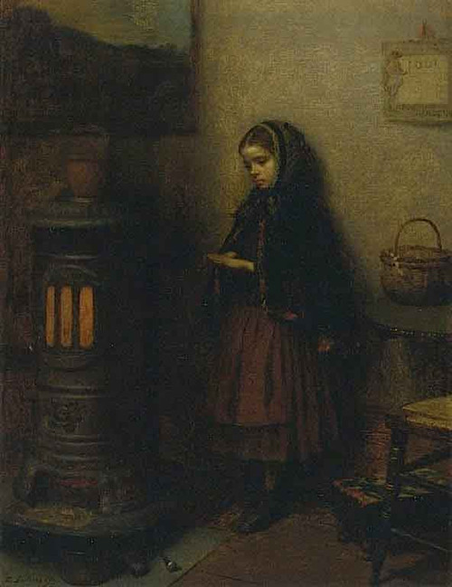 Warming Her Hands By Eastman Johnson  By Eastman Johnson Warming Her Hands By Eastman Johnson  By Eastman Johnson