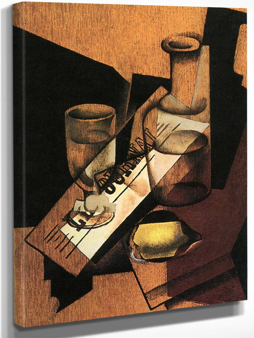 Water Bottle And Lemon By Juan Gris