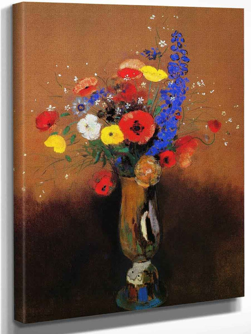 Wild Flowers In A Long Necked Vase By Odilon Redon