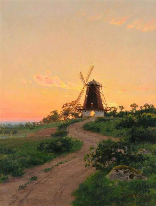 Windmill At Sunset By Johan Krouthen Windmill At Sunset By Johan Krouthen