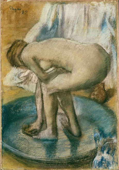 Woman Bathing In A Shallow Tub By Edgar Degas