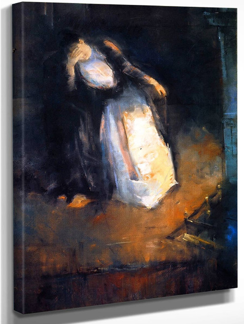 Woman By The Chimney Fire By Lesser Ury