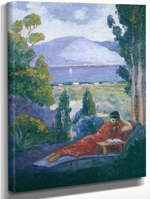 Woman In A Mediterranean Landscape By Henri Lebasque By Henri Lebasque