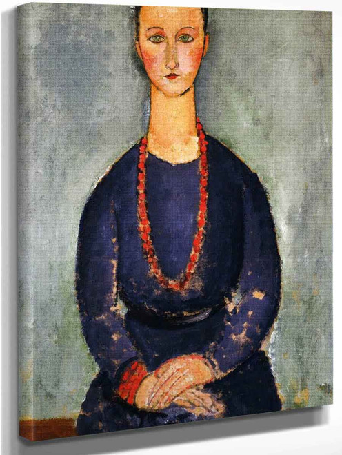 Woman In A Red Necklace By Amedeo Modigliani