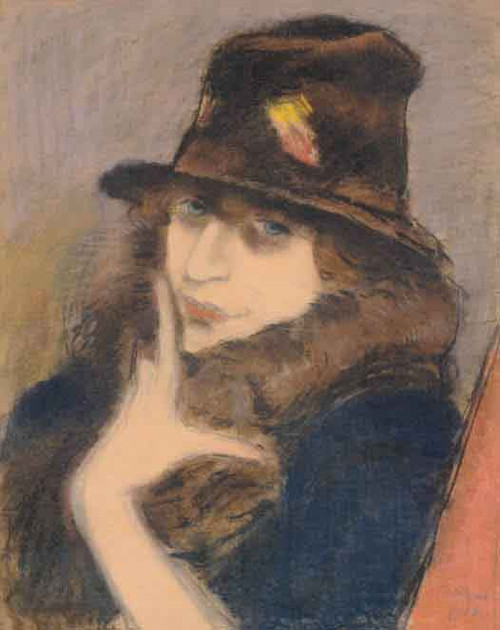 Woman In Black Hat By Jozsef Rippl Ronai