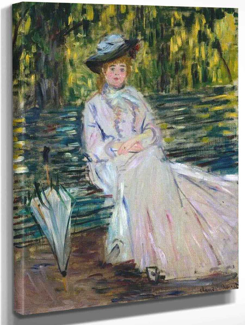 Woman Seated On A Bench By Claude Oscar Monet
