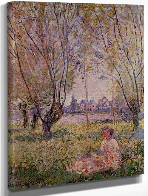 Woman Sitting Under The Willows By Claude Oscar Monet