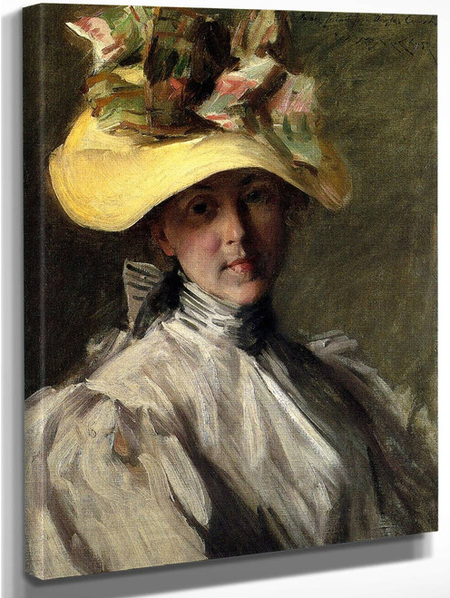 Woman With A Large Hat By William Merritt Chase