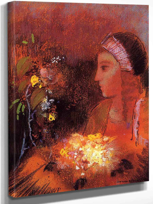 Woman With Flowers By Odilon Redon