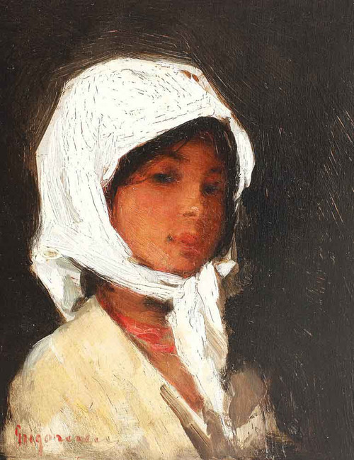 Woman With White Shawl By Nicolae Grigorescu