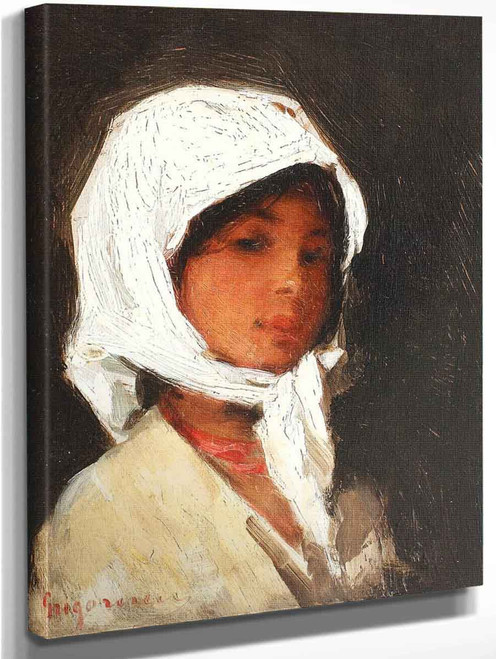 Woman With White Shawl By Nicolae Grigorescu