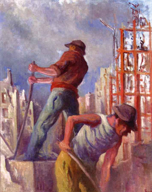Workers On A Building Site By Maximilien Luce By Maximilien Luce