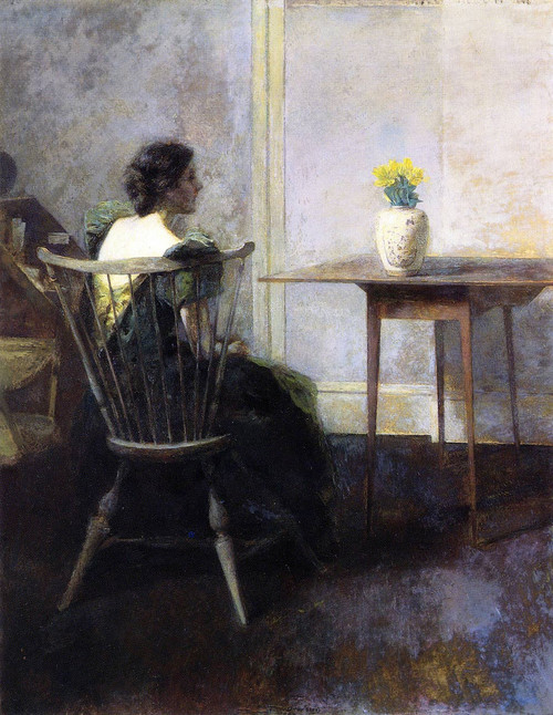 Yellow Tulips By Thomas Wilmer Dewing By Thomas Wilmer Dewing