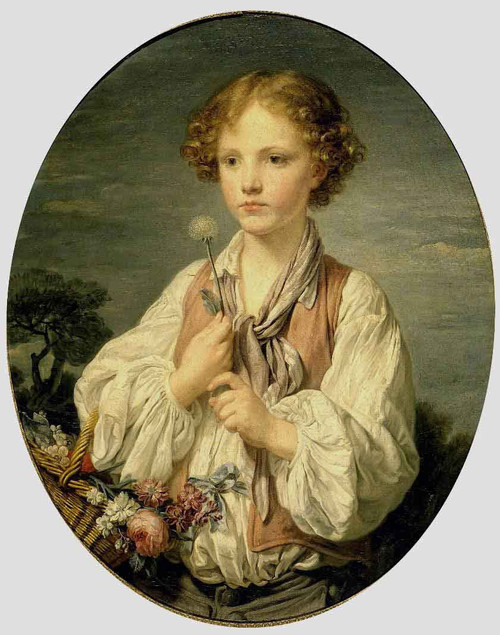 Young Boy With A Basket Of Flowers By Jean Baptiste Greuze