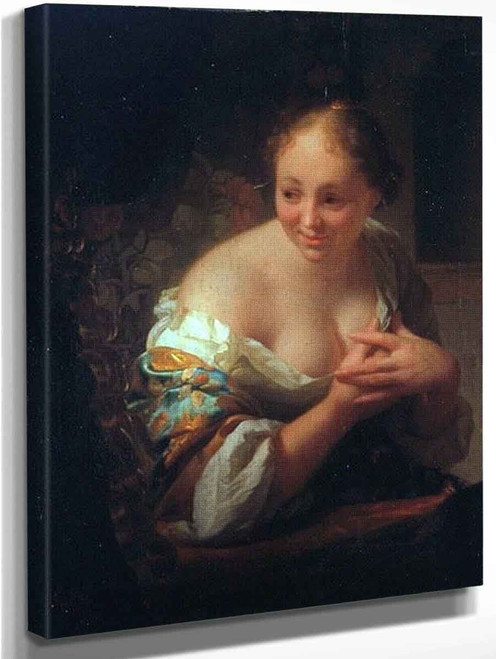 Young Girl By The Mirror By Godfried Schalcken