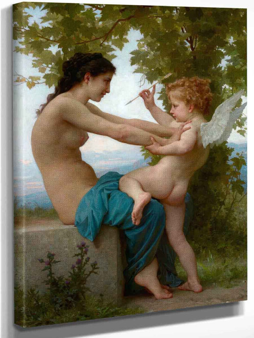 Young Girl Defending Herself Against Eros By William Bouguereau