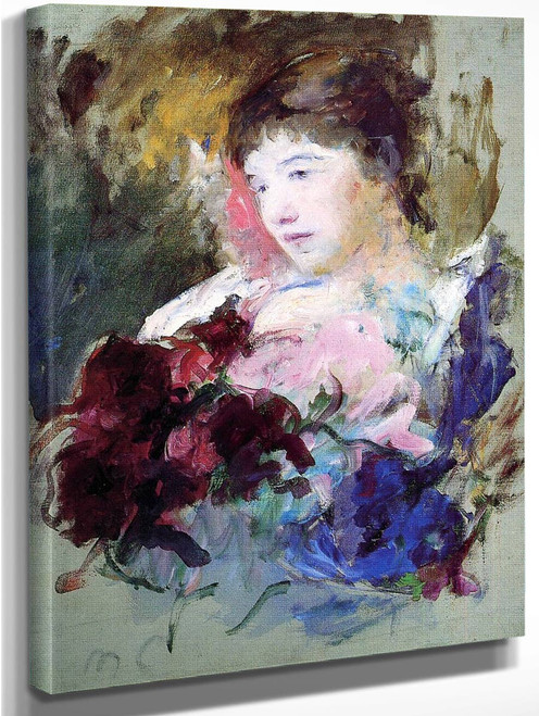 Young Girl Holding A Loose Bouquet By Mary Cassatt