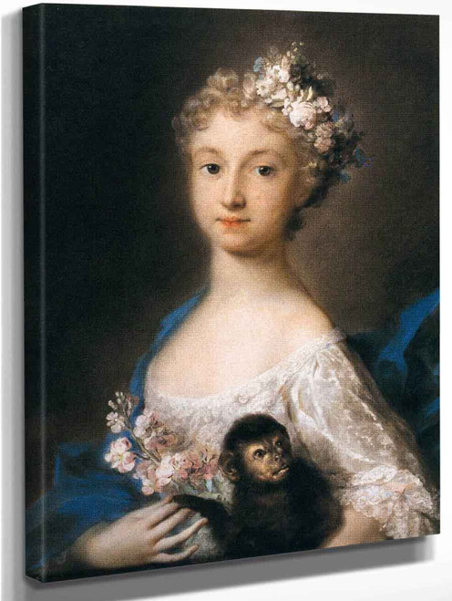 Young Girl Holding A Monkey By Rosalba Carriera By Rosalba Carriera