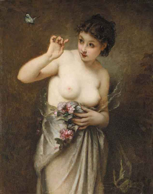 Young Girl With A Butterfly By Guillaume Seignac Young Girl With A Butterfly By Guillaume Seignac