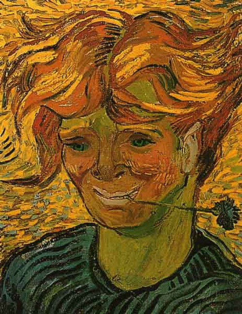 Young Man With Cornflower By Jose Maria Velasco