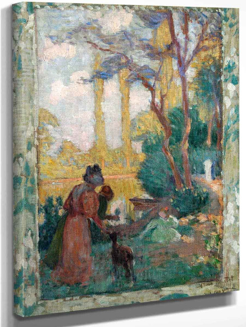 Young Woman And Children In Park By Henri Lebasque By Henri Lebasque