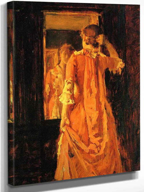 Young Woman In A Mirror By William Merritt Chase