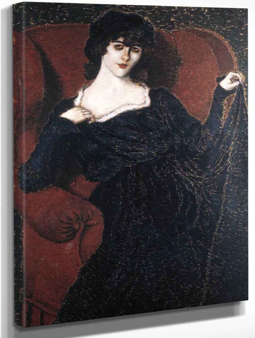 アールビバン　版画　BLACK DRESS マニャ子 Zorka Banyai In A Black Dress By Jozsef Rippl Ronai Art